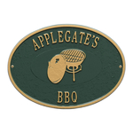Personalized Charcoal Grill Plaque Green & Gold