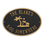 Personalized Island Time Palm Plaque Black & Gold