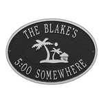 Personalized Island Time Palm Plaque Black & Silver