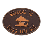 Personalized Tiki Hut Plaque Antique Copper