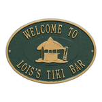 Personalized Tiki Hut Plaque Green & Gold