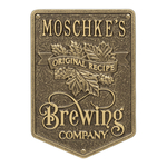 Original Recipe Brewing Company Beer Plaque, Finish, Standard Wall 1-line Antique Brass