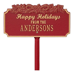 Happy Holidays Yard Sign with Candy Canes on Top with One Line of Text, Finished Red & Gold
