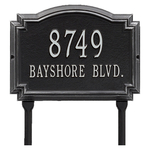 Williamsburg Address Plaque with a Black & Silver Finish, Standard Lawn Size with Two Lines of Text