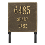Personalized Square Antique Brass Finish, Standard Lawn with Three Lines of Text