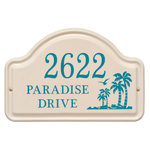 Ceramic Style Address Plaque with Palm Trees