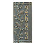 Vertical Number Plaque with Brids on a Branch