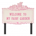Welcome to My Fairy Lawn Plaque Magenta & Stucco