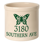 Personalized Butterfly 2 Gallon Crock with Green Etching
