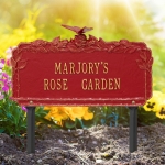 Butterfly Rose Garden Lawn Plaque Red & Gold