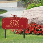 Butterfly Rose Garden Lawn Plaque Red & Gold 4