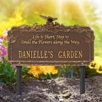 Butterfly Rose Garden Quote Lawn Plaque Bronze & Gold