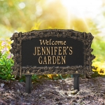 Ivy Trellis Garden Welcome Lawn Plaque Black & Gold