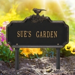 Chickadee Ivy Garden 1-Line Lawn Plaque Black & Gold 5