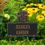 Owl Garden Lawn Plaque Black & Gold