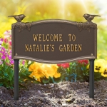 Vine Chickadee Garden Lawn Plaque Bronze & Gold 2
