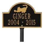 Black & Gold Cat Arch Lawn Memorial Marker on Stake