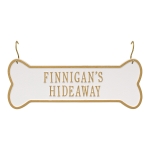 Hanging Dog Bone Plaque in White & Gold