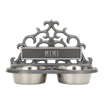Personalized Wall Mounted Pet Feeder in Pewter & Silver