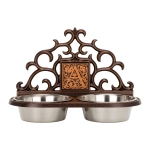 Monogram Wall Mounted Pet Feeder in Antique Copper