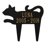 Cat Shaped Memorial Lawn Plaque in Black & Gold