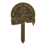 Cat with Yarn Memorial Yard Sign in Antique Brass