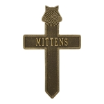 Kitten with Yarn Memorial Lawn Cross Antique Brass