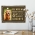 My Hardest Goodbye Pet Memorial Photo Plaque in Antique Brass Hanging over Desk with A Book and Vase with white Cotton Buds