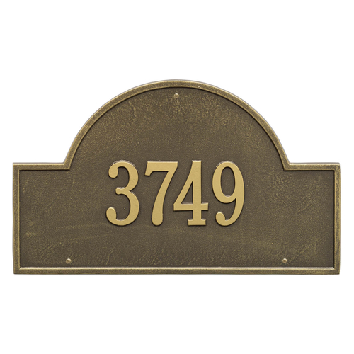 Arch Marker Address Plaque with a Antique Brass Finish, Estate Wall Mount with One Line of Text