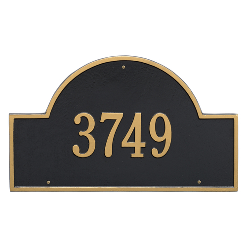 Arch Marker Address Plaque with a Black & Gold Finish, Estate Wall with One Line of Text