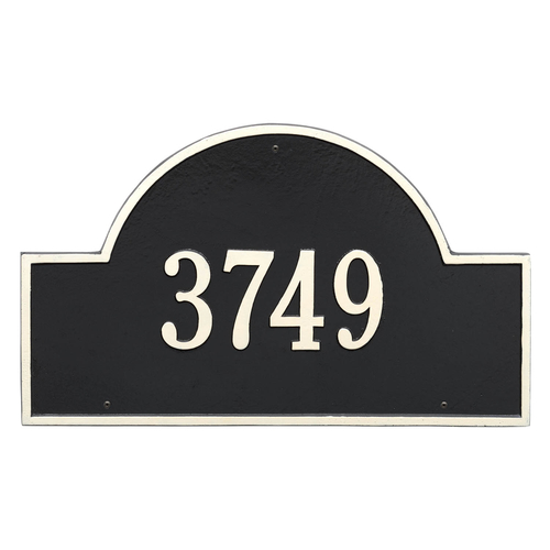 Arch Marker Address Plaque with a Black & White Finish, Estate Wall Mount with One Line of Text
