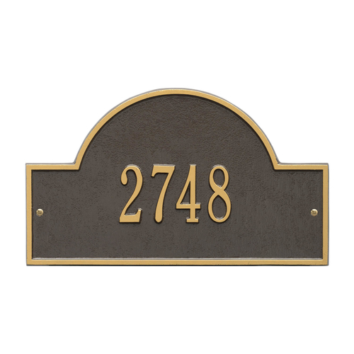Arch Marker Address Plaque with a Bronze & Gold Finish, Standard Wall Mount with One Line of Text