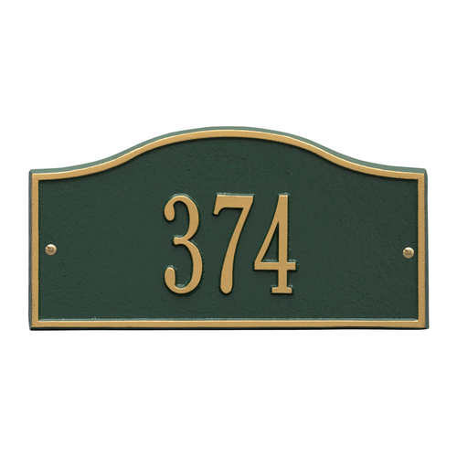 Rolling Hills Address Plaque with a Green & Gold Mini Wall Mount with One Line of Text