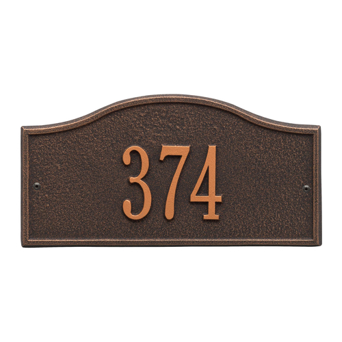 Rolling Hills Address Plaque with a Oil Rubbed Bronze Mini Wall Mount with One Line of Text