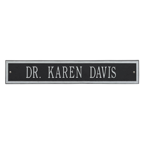 Arch Extension Name Plaque with a Black & Silver Finish, Estate Wall Mount with One Line of Text