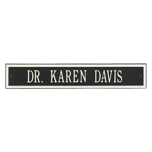 Arch Extension Name Plaque with a Black & White Finish, Estate Wall Mount with One Line of Text