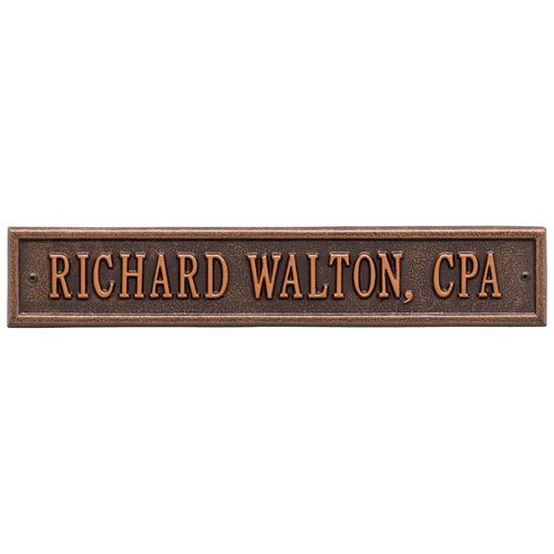Arch Extension Name Plaque with a Antique Copper Finish, Standard Wall Mount with One Line of Text