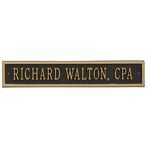 Arch Extension Name Plaque with a Black & Gold Finish, Standard Wall Mount with One Line of Text