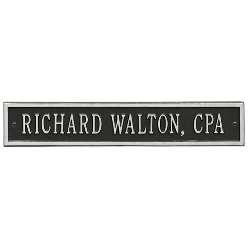 Arch Extension Name Plaque with a Black & Silver Finish, Standard Wall Mount with One Line of Text