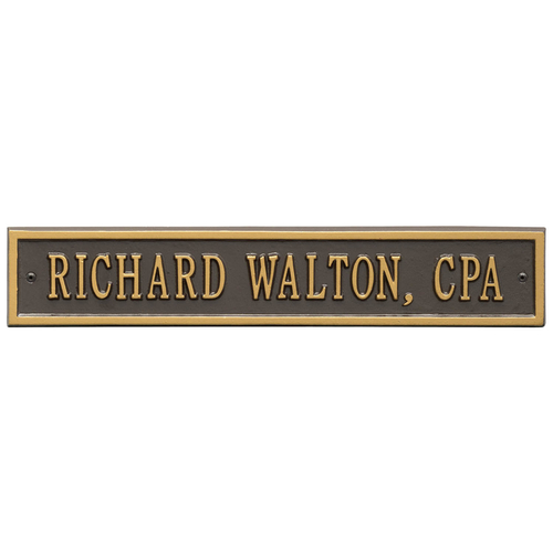 Arch Extension Name Plaque with a Bronze & Gold Finish, Standard Wall Mount with One Line of Text