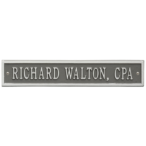 Arch Extension Name Plaque with a Pewter & Silver Finish, Standard Wall Mount with One Line of Text