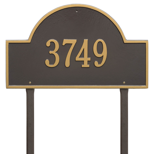 Arch Marker Address Plaque with a Bronze & Gold Finish, Estate Lawn Size with One Line of Text