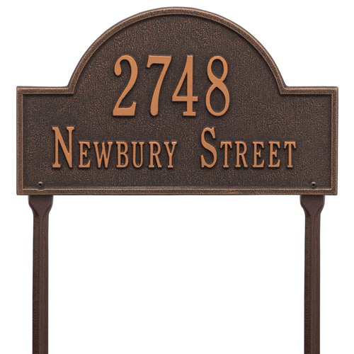 Arch Marker Address Plaque with a Oil Rubbed Bronze Finish, Standard Lawn with Two Lines of Text