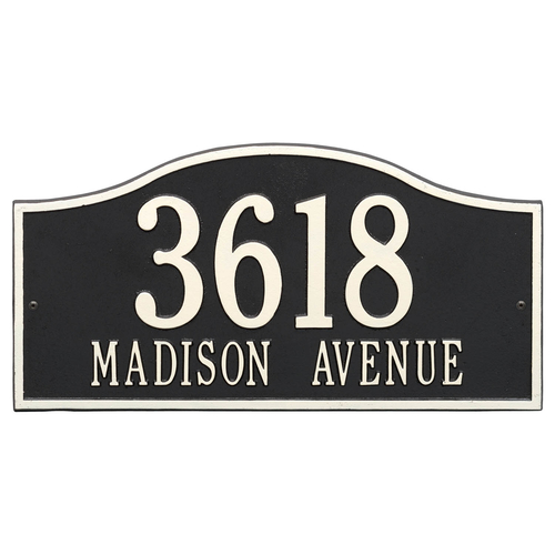 Rolling Hills Address Plaque with a Black & White Grand Wall Mount with Two Lines of Text