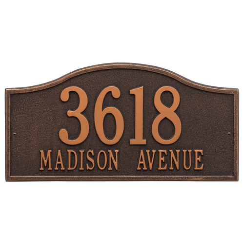 Rolling Hills Address Plaque with a Oil Rubbed Bronze Grand Wall Mount with Two Lines of Text