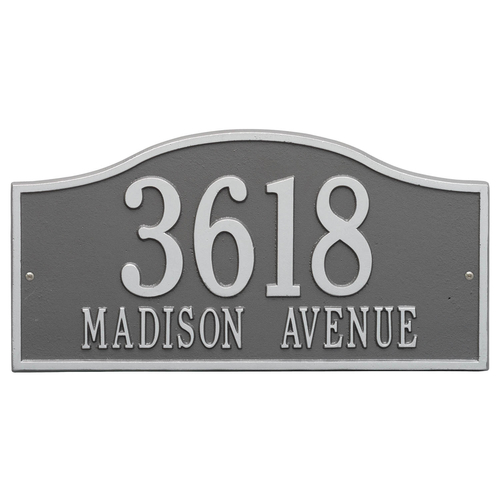 Rolling Hills Address Plaque with a Pewter & Silver Grand Wall Mount with Two Lines of Text