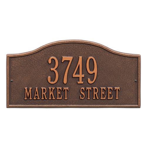 Rolling Hills Address Plaque with a Antique Copper Finish, Standard Wall Mount with Two Lines of Text