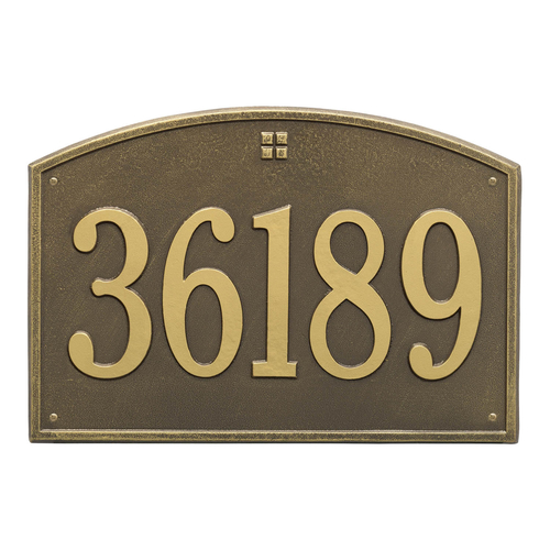 Cape Charles Address Plaque with a Antique Brass Finish, Estate Wall Mount with One Line of Text