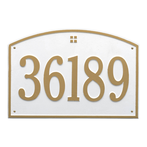 Cape Charles Address Plaque with a White & Gold Finish, Estate Wall Mount with One Line of Text