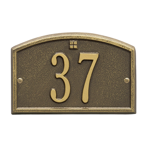 Cape Charles Address Plaque with a Antique Brass Finish Petite Wall Mount Size with One Line of Text